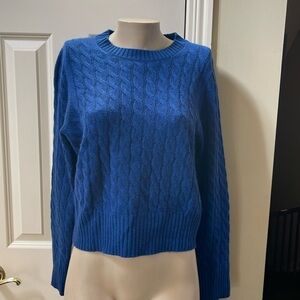 J.Crew Blue Cable Stitch Cashmere Sweater, large